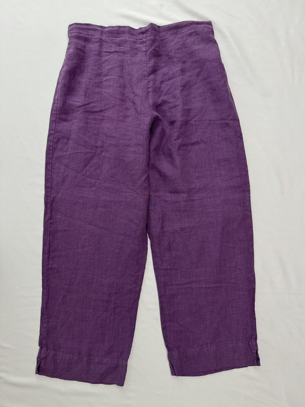Bryn Walker Casbah Pants Womens Medium Purple Linen Cropped Pull On Relaxed